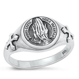 Sterling Silver Oxidized Praying Hands Ring