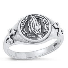 Sterling Silver Oxidized Praying Hands Ring