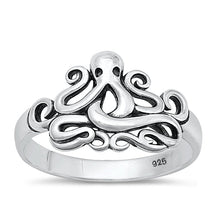 Load image into Gallery viewer, Sterling Silver Oxidized Octopus Ring-11.5mm