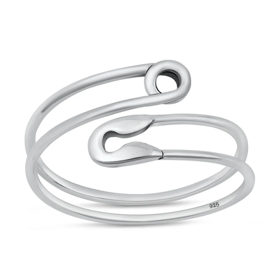 Sterling Silver Oxidized Safety Pin Ring