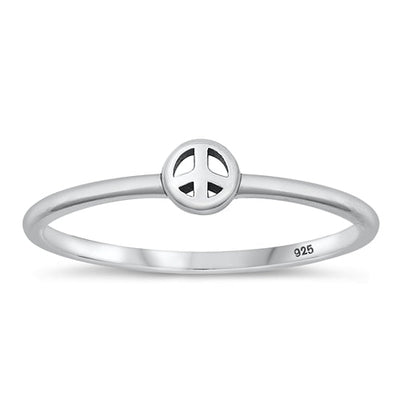 Sterling Silver Oxidized Peace Sign Ring