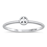 Sterling Silver Oxidized Peace Sign Ring