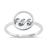 Sterling Silver Oxidized Waves Ring