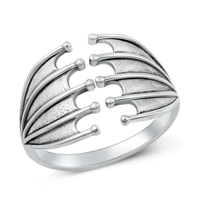 Sterling Silver Oxidized Dragon Wings Ring