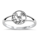 Sterling Silver Oxidized 10mm Mushrooms Ring