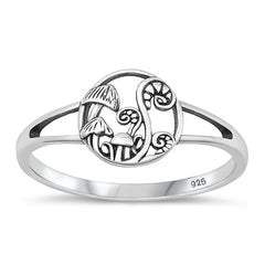 Sterling Silver Oxidized 10mm Mushrooms Ring