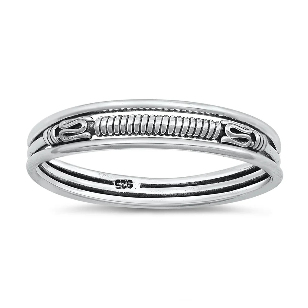 Sterling Silver Oxidized 4.5mm Bali Ring