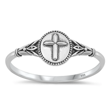 Load image into Gallery viewer, Sterling Silver Oxidized Cross Ring