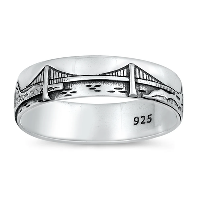 Sterling Silver Oxidized Bridge And Nature Ring