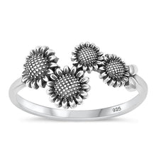 Load image into Gallery viewer, Sterling Silver Oxidized Sunflowers Ring-11.6mm