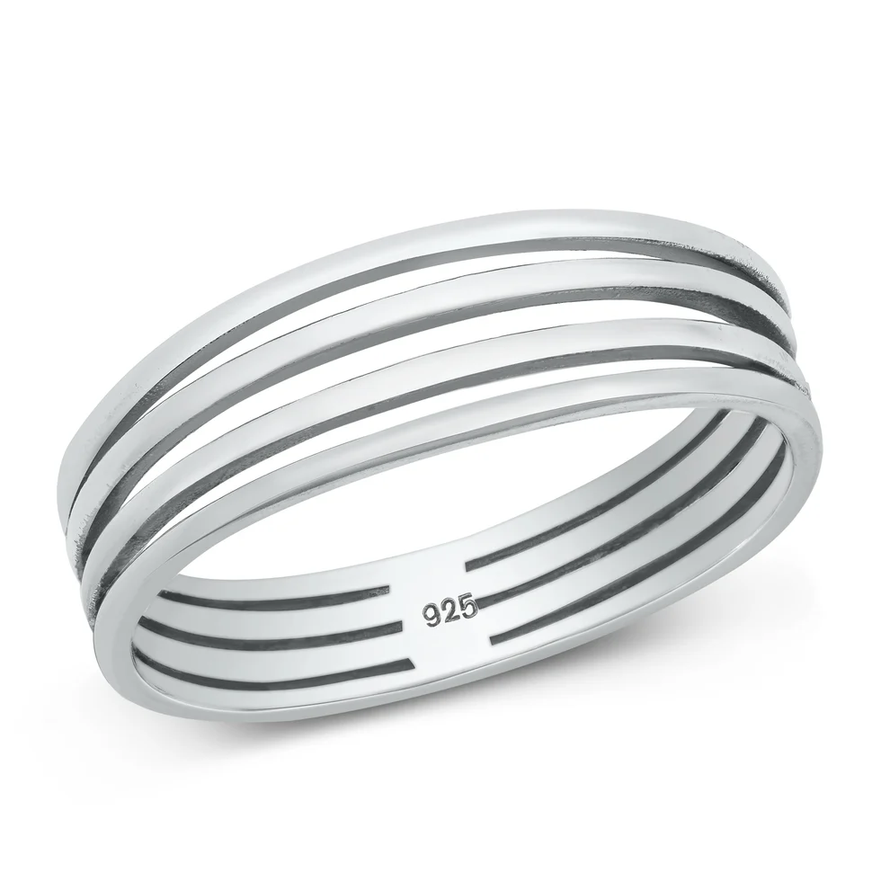 Sterling Silver Oxidized 6.5mm Lines Ring