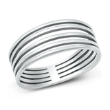 Sterling Silver Oxidized Lines Ring