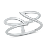 Sterling Silver Oxidized Double V Ring