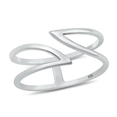 Sterling Silver Oxidized Double V Ring