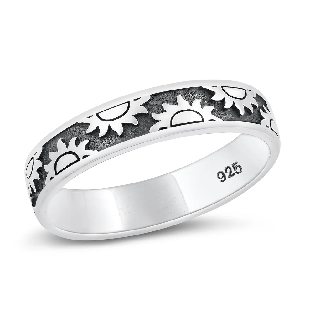Sterling Silver Oxidized Sun Ring
