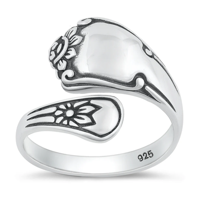 Sterling Silver Oxidized Spoon Ring