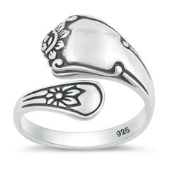 Sterling Silver Oxidized Spoon Ring