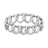 Sterling Silver Oxidized 5.6mm Hearts Ring