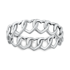 Sterling Silver Oxidized 5.6mm Hearts Ring