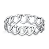 Sterling Silver Oxidized 7.4mm Hearts Ring