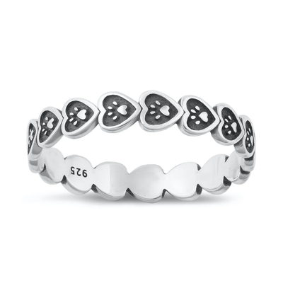 Sterling Silver Oxidized Hearts And Paws Ring