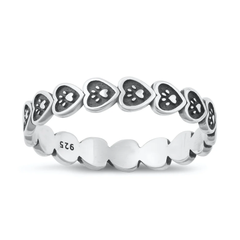 Sterling Silver Oxidized Hearts And Paws Ring