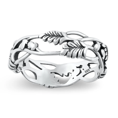 Sterling Silver Oxidized Floral Vines Ring