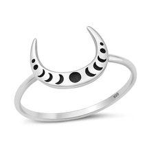 Load image into Gallery viewer, Sterling Silver Oxidized And Polished Crescent Moon Phases Ring