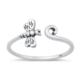 Sterling Silver Oxidized And Polished Dragonfly Ring