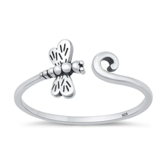Sterling Silver Oxidized And Polished Dragonfly Ring