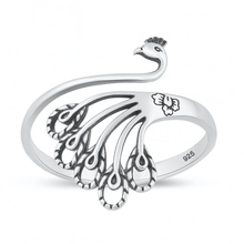 Load image into Gallery viewer, Sterling Silver Oxidized And Polished Peacock Ring