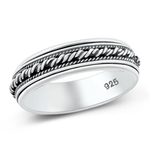 Load image into Gallery viewer, Sterling Silver Oxidized Spinner Bali Design Ring