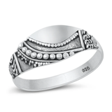 Sterling Silver Oxidized 8.2mm Bali Design Ring