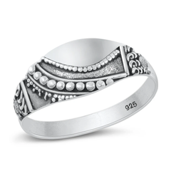 Sterling Silver Oxidized 8.2mm Bali Design Ring