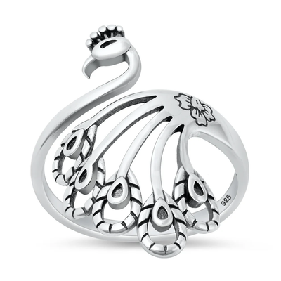 Sterling Silver Oxidized Peacock Ring