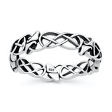 Sterling Silver Oxidized And Polished Celtic Knots And Mushrooms Ring