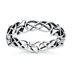 Sterling Silver Oxidized And Polished Celtic Knots And Mushrooms Ring