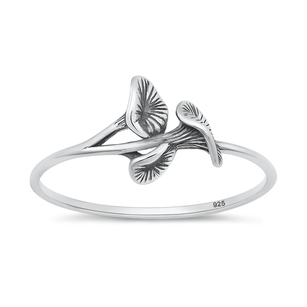 Sterling Silver Oxidized And Polished Mushrooms Ring