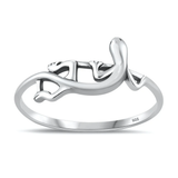 Sterling Silver Oxidized And Polished Lizard Ring