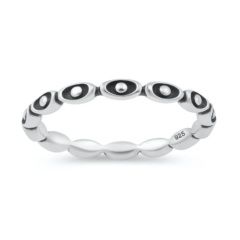 Sterling Silver Oxidized And Polished Eye Ring