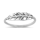 Sterling Silver Oxidized And Polished Celestial 5.5mm Leaf Ring