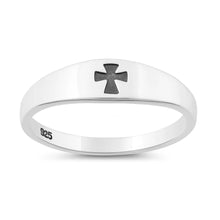 Load image into Gallery viewer, Sterling Silver Oxidized And Polished 6.1mm Cross Ring