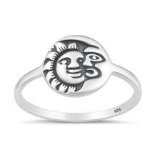 Load image into Gallery viewer, Sterling Silver Oxidized And Polished Celestial Sun And Moon Ring