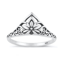Load image into Gallery viewer, Sterling Silver Oxidized And Polished 10.1mm Lotus Ring
