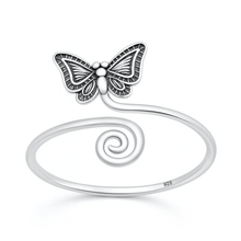 Load image into Gallery viewer, Sterling Silver Oxidized And Polished Butterfly Ring