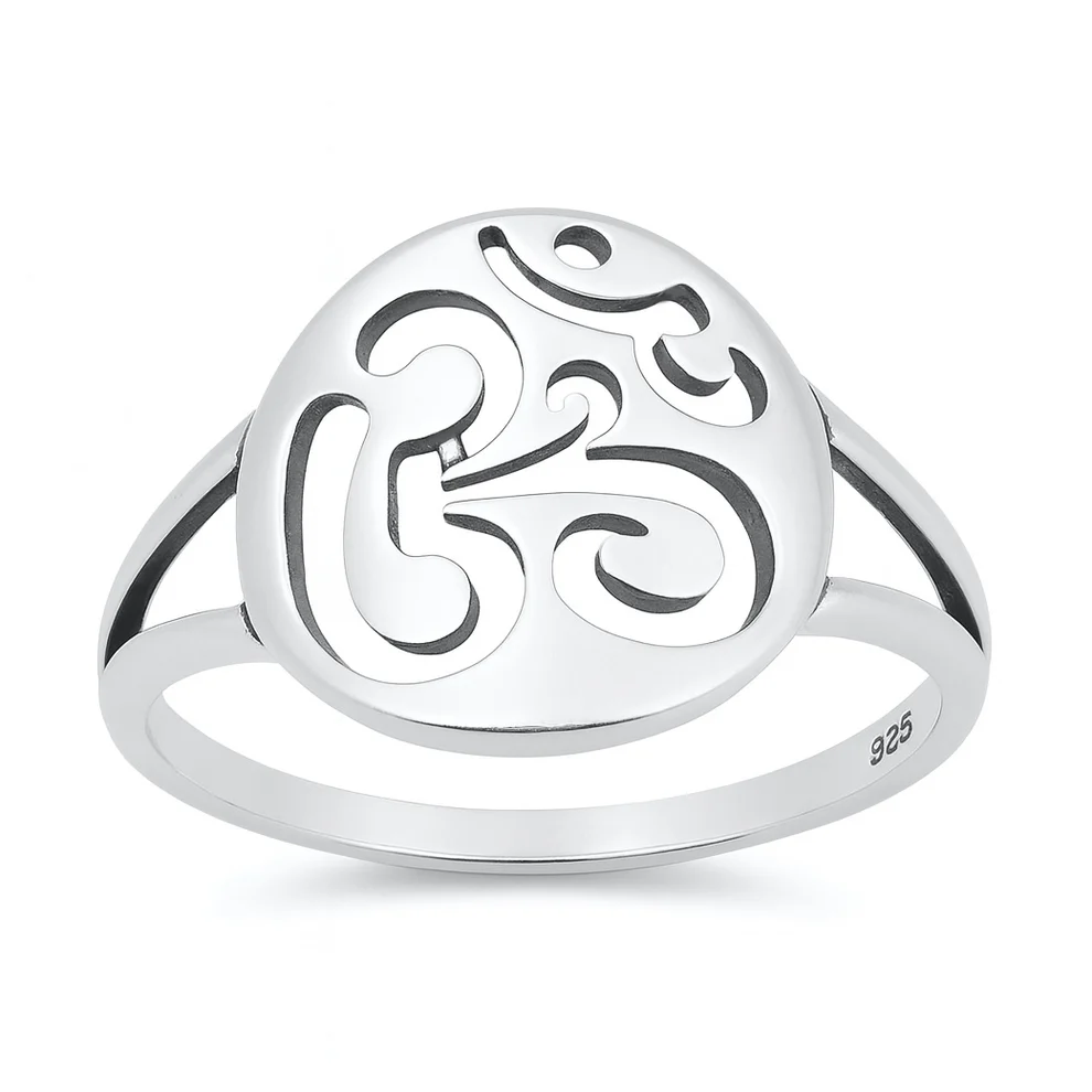 Sterling Silver Oxidized And Polished Om Symbol Ring