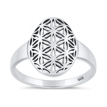 Load image into Gallery viewer, Sterling Silver Oxidized And Polished Flower Of Life Ring