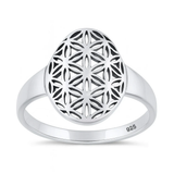 Sterling Silver Oxidized And High Polish Flower Of Life Ring