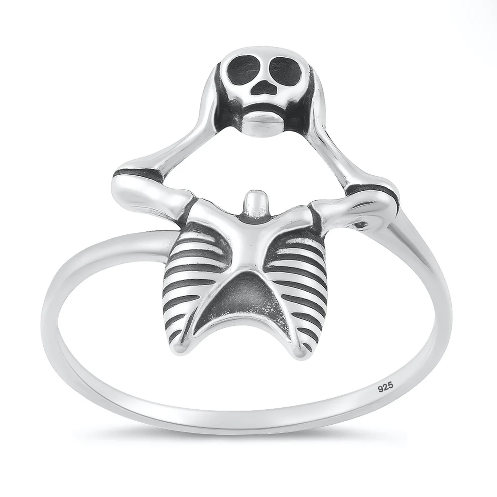 Sterling Silver Oxidized And Polished Skeleton Ring