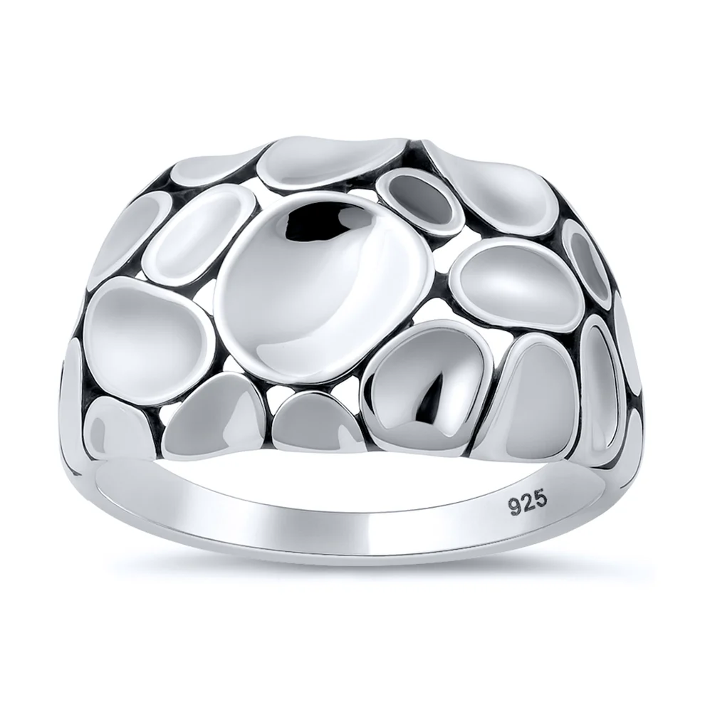 Sterling Silver Oxidized And Polished Abstract Ring